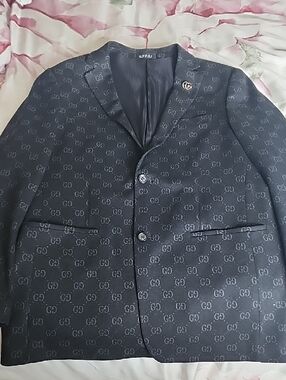 Black GG Jacquard Single-Breasted Blazer
